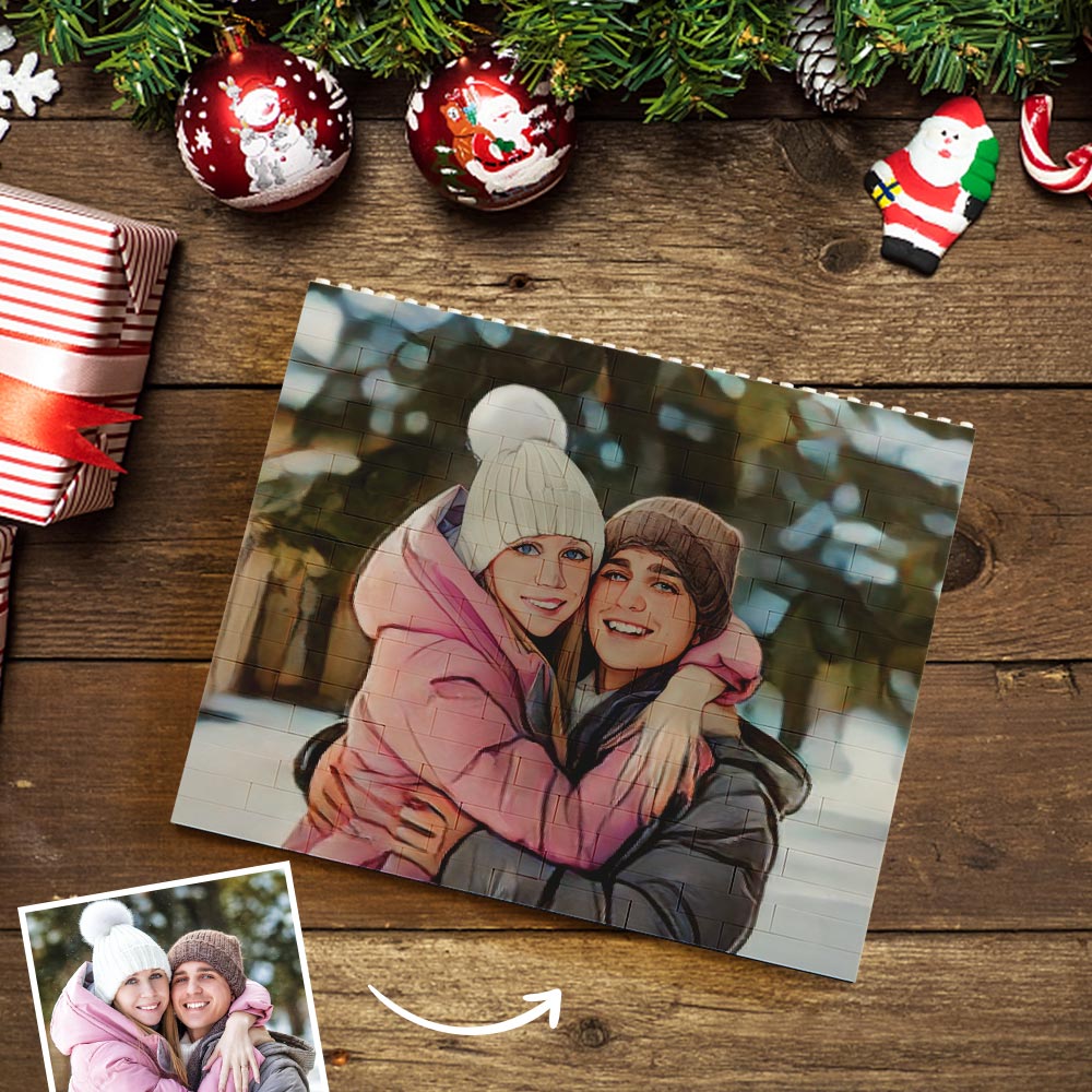 Custom Building Block Puzzle Personalized Cartoon Photo Brick Horizontal Toy Christmas Gifts