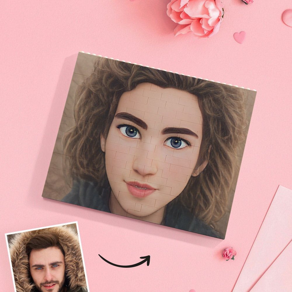 Custom Building Block Puzzle Personalized Cartoon Avatar Brick Horizontal Toy Christmas Gifts