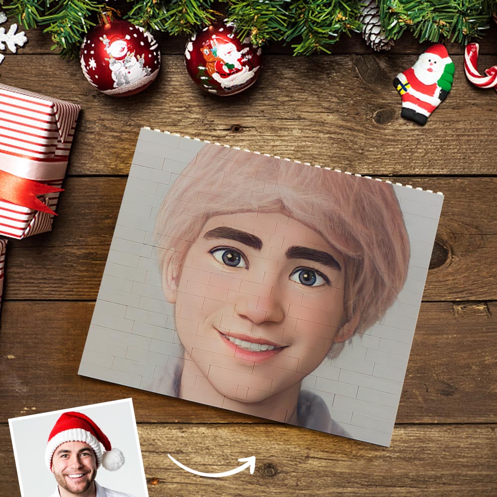Custom Building Block Puzzle Personalized Cartoon Avatar Brick Horizontal Toy Christmas Gifts