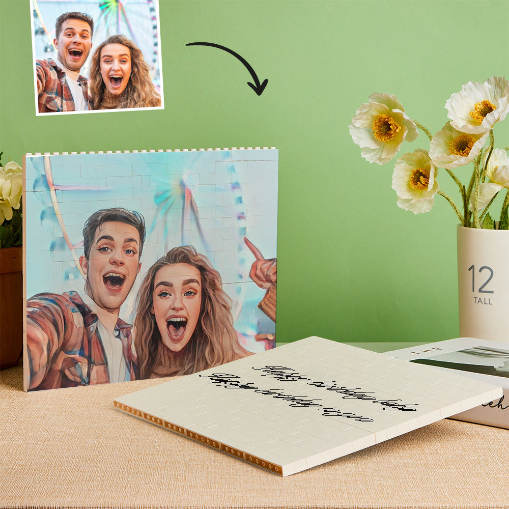 Custom Building Block Puzzle Personalized Cartoon Photo Brick Horizontal Toy Christmas Gifts