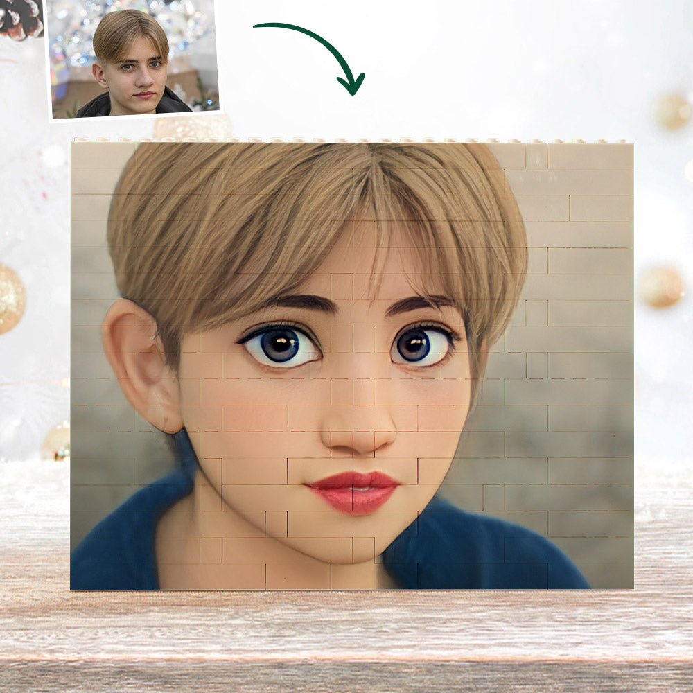 Custom Building Block Puzzle Personalized Cartoon Avatar Brick Horizontal Toy Christmas Gifts