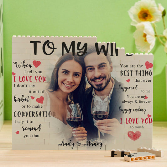 Custom Building Block Puzzle Personalized Photo and Name Brick To My Wife