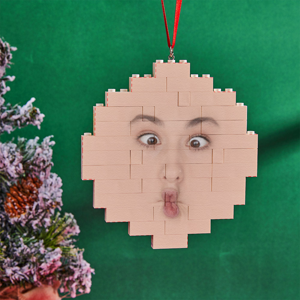 Custom Building Block Puzzle Face Building Brick Christmas Ornament