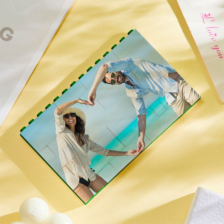 Custom Green Building Block Puzzle Horizontal Photo Bricks for Lover