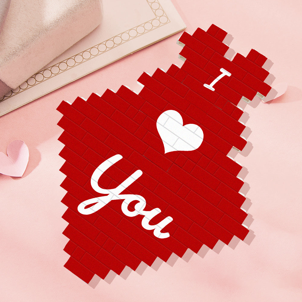 Custom 3PCS Building Brick Puzzles Personalized Heart Shaped Block Gift