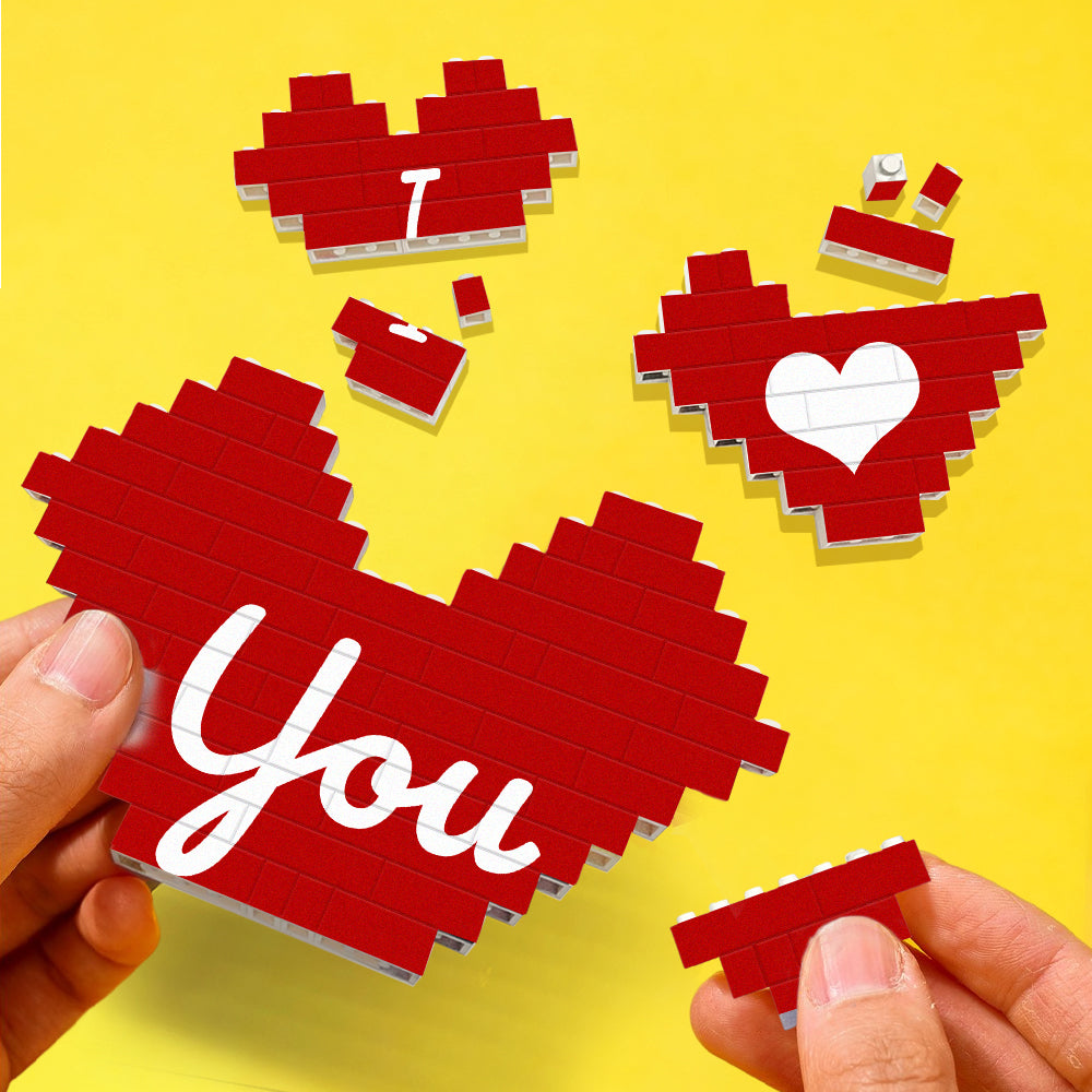 Custom 3PCS Building Brick Puzzles Personalized Heart Shaped Block Gift