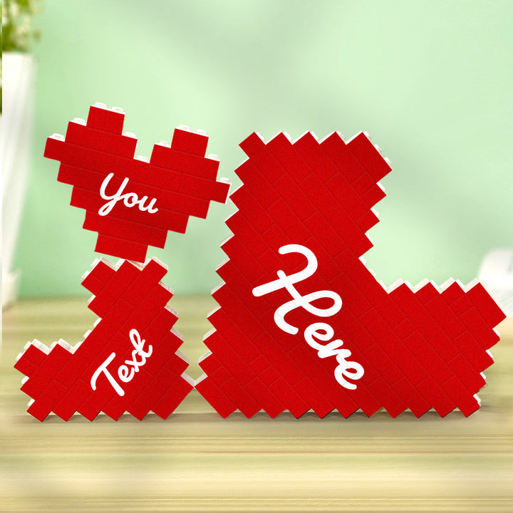 Custom 3PCS Building Brick Puzzles Personalized Heart Shaped Block Gift