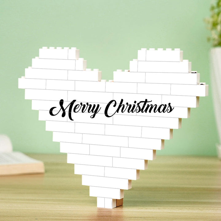 Custom Building Brick Personalized Heart Shaped Photo Block for Christmas
