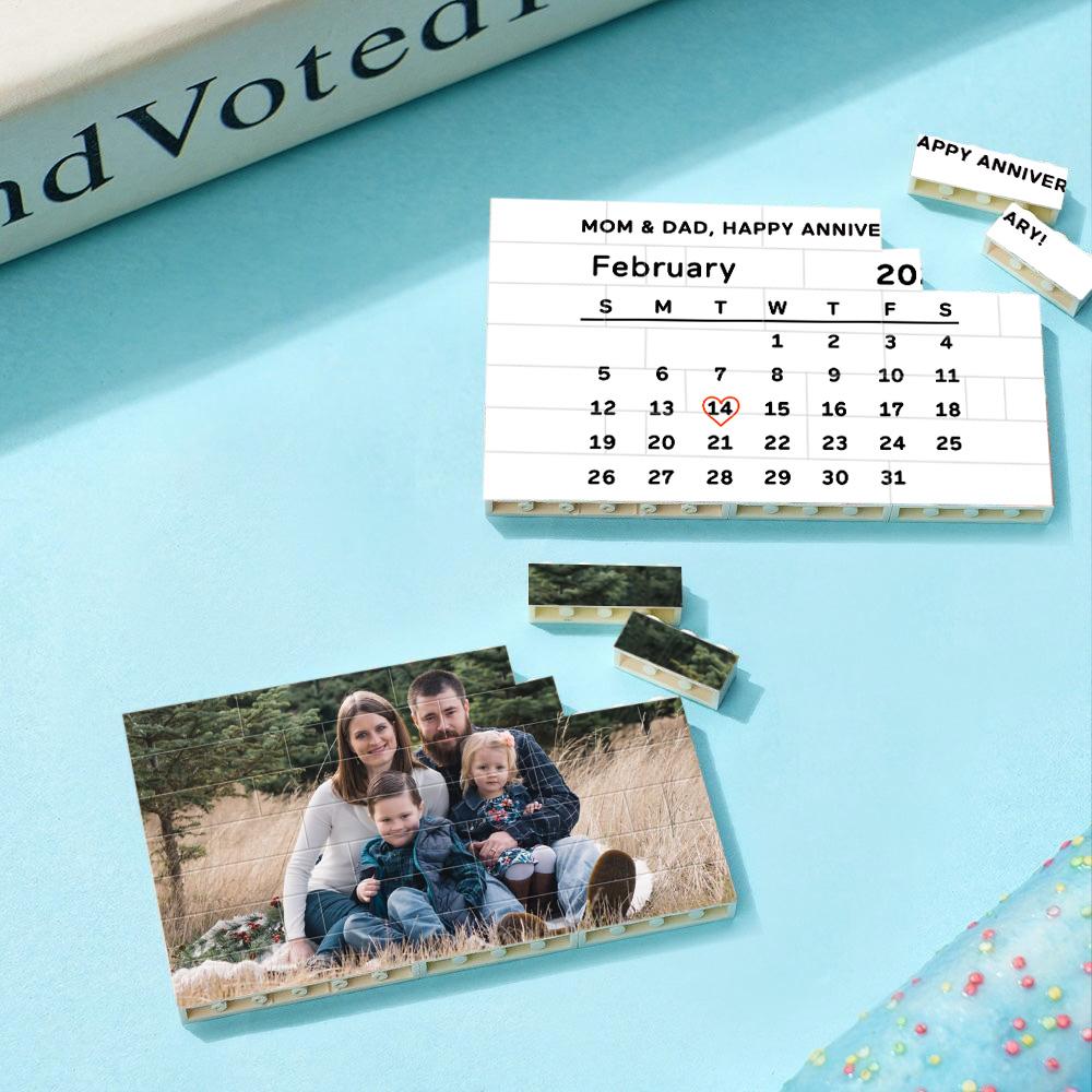Personalized Building Brick Custom Photo & Date Block Gift for Family