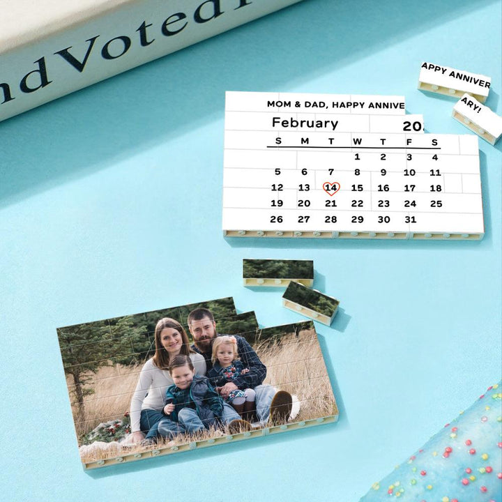 Personalized Building Brick Custom Photo & Date Block Gift for Family