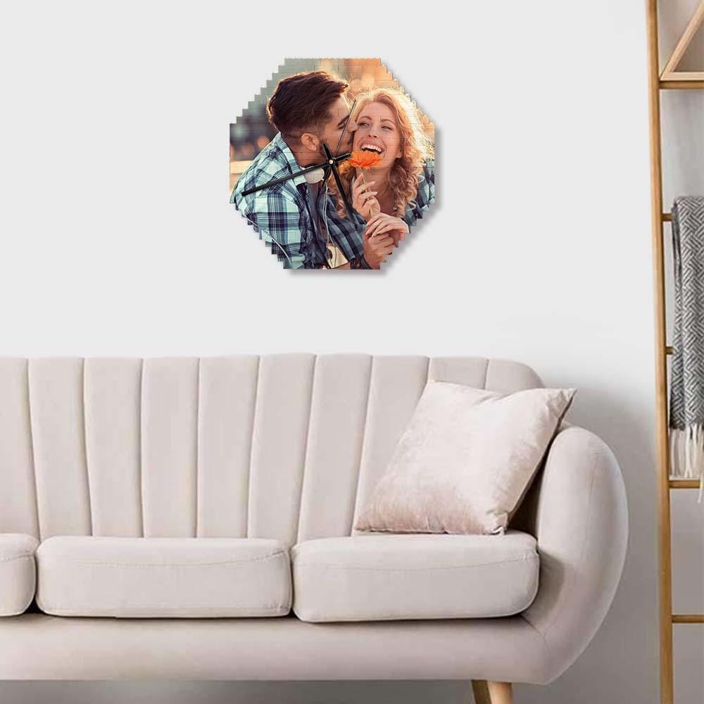 Custom Building Blocks Desk Clock Wall Clock Personalized Puzzle Custom Photo Brick Clock Gift For Couple