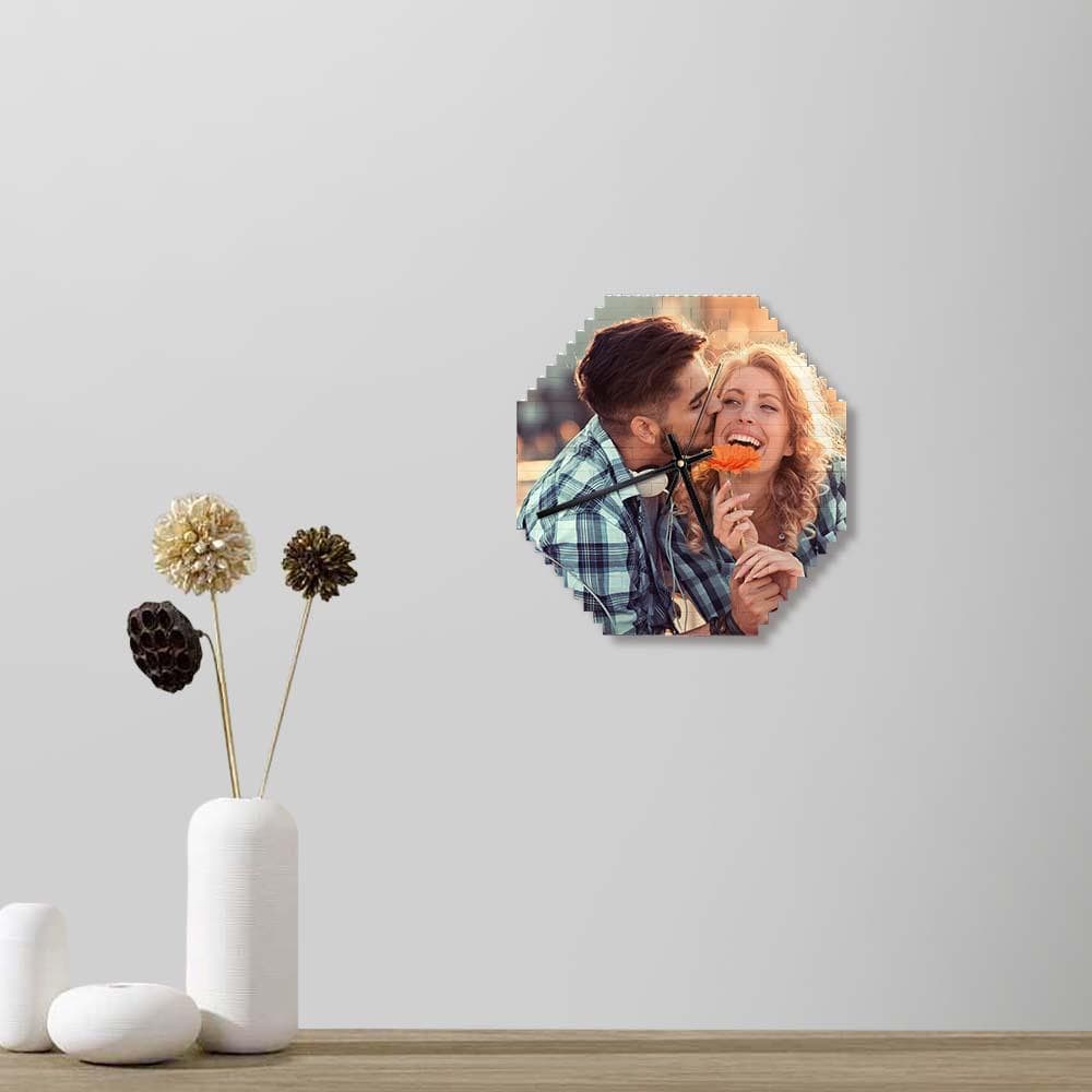 Custom Building Blocks Desk Clock Wall Clock Personalized Puzzle Custom Photo Brick Clock Gift For Couple