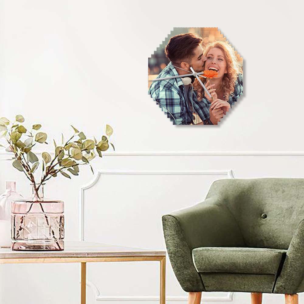 Custom Building Blocks Desk Clock Wall Clock Personalized Puzzle Custom Photo Brick Clock Gift For Couple