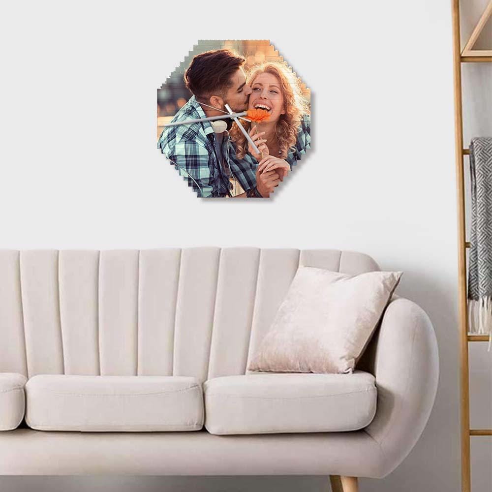 Custom Building Blocks Desk Clock Wall Clock Personalized Puzzle Custom Photo Brick Clock Gift For Couple