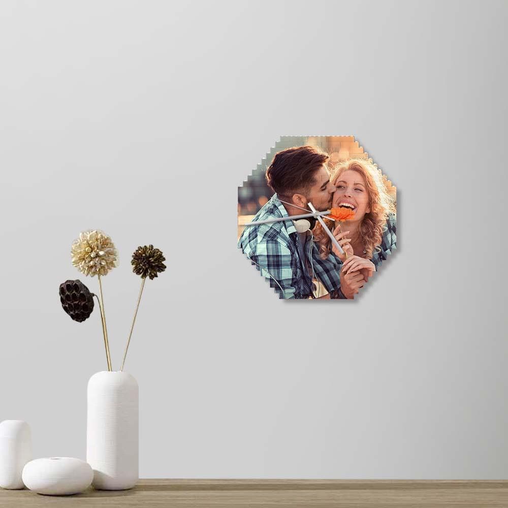 Custom Building Blocks Desk Clock Wall Clock Personalized Puzzle Custom Photo Brick Clock Gift For Couple