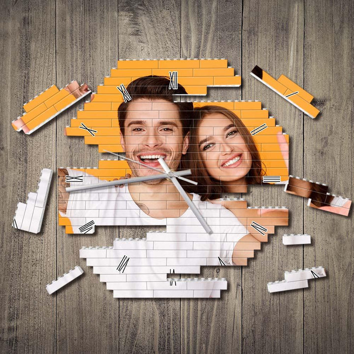 Personalized Building Block Desk Clock Wall Clock Personality Puzzle Custom Photo Pointer Brick Clock