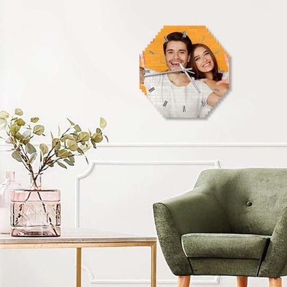 Personalized Building Block Desk Clock Wall Clock Personality Puzzle Custom Photo Pointer Brick Clock