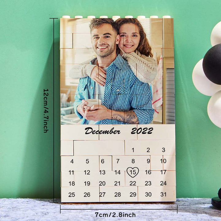 Custom Photo Building Block Puzzle Calendar Important Date Gifts for Him