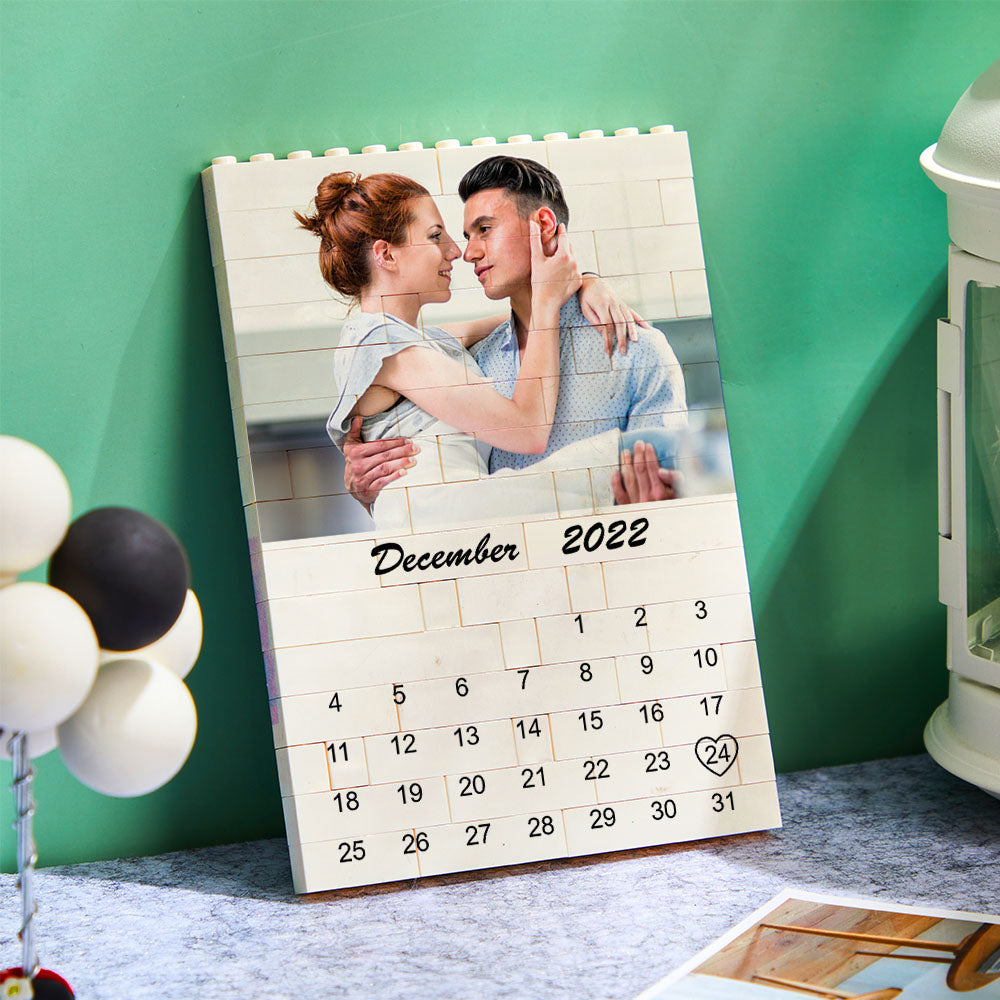 Custom Photo Building Block Puzzle Calendar Important Date Gifts for Him