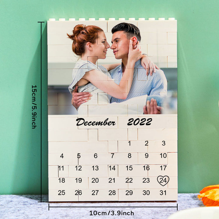 Custom Photo Building Block Puzzle Calendar Important Date Gifts for Him
