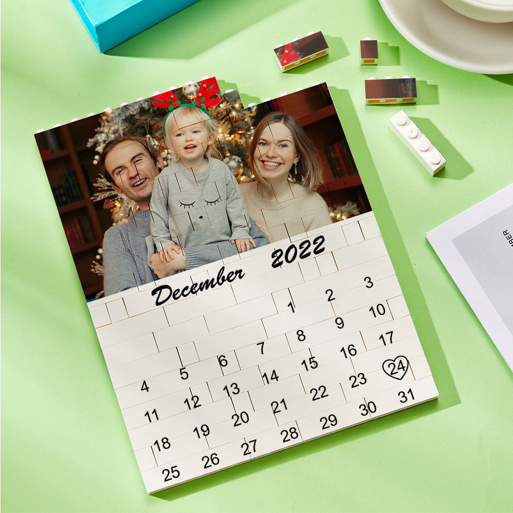 Custom Photo Building Block Puzzle Calendar Important Date Gifts for Him