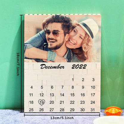 Custom Photo Building Block Puzzle Calendar Important Date Gifts for Him