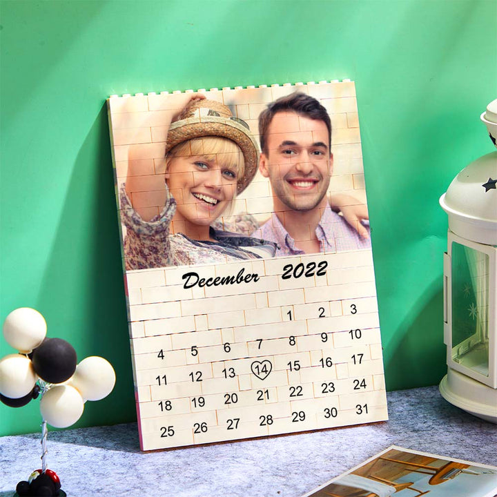 Custom Photo Building Block Puzzle Calendar Important Date Gifts for Him