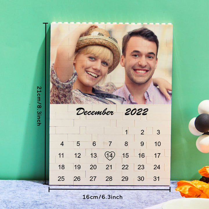 Custom Photo Building Block Puzzle Calendar Important Date Gifts for Him