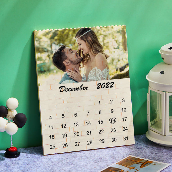 Custom Photo Building Block Puzzle Calendar Important Date Gifts for Him