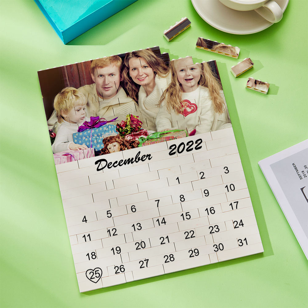 Custom Photo Building Block Puzzle Calendar Important Date Gifts for Him