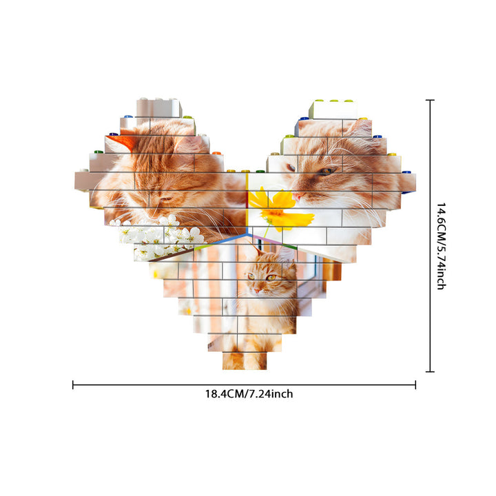 Personalised Colors Building Brick Custom Collage Photo Block Heart Shaped Brick Puzzles Gifts