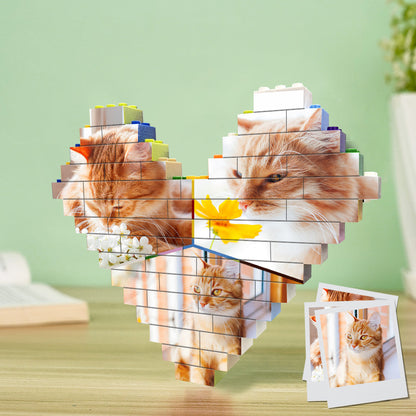 Personalised Colors Building Brick Custom Collage Photo Block Heart Shaped Brick Puzzles Gifts