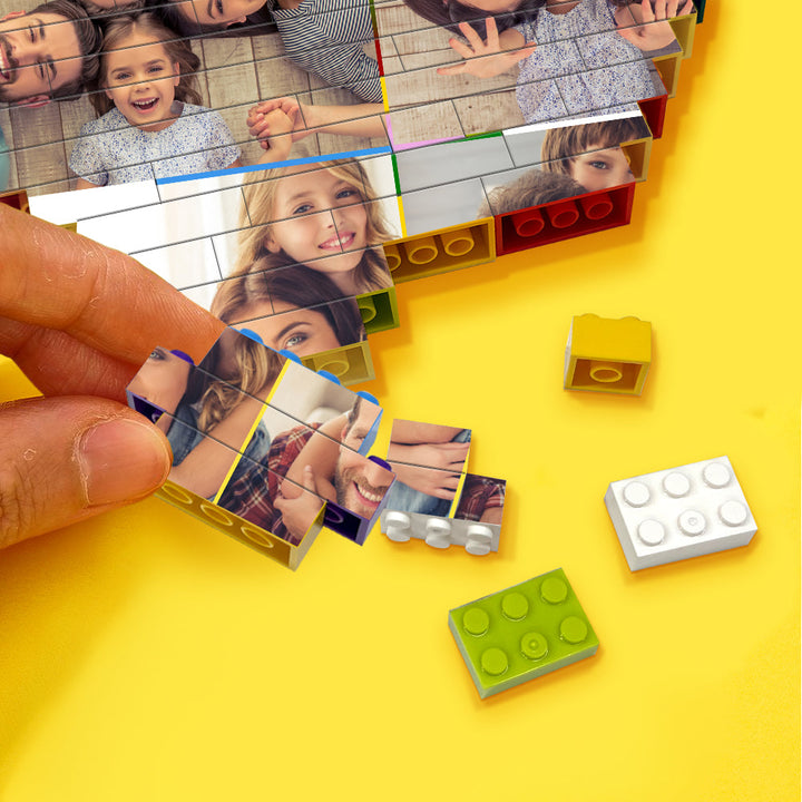 Personalised Colors Building Brick Custom Collage Photo Block Heart Shaped Brick Puzzles Gifts