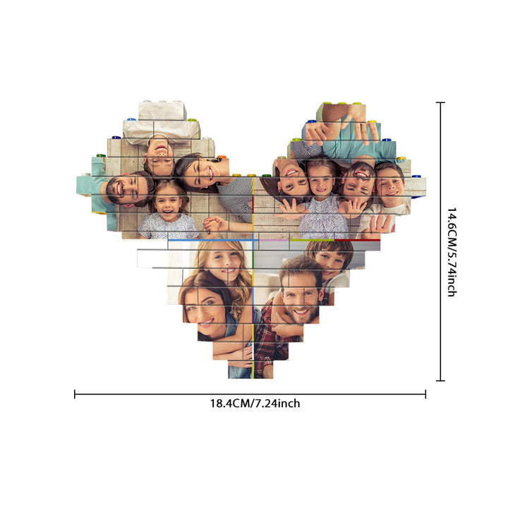 Personalised Colors Building Brick Custom Collage Photo Block Heart Shaped Brick Puzzles Gifts