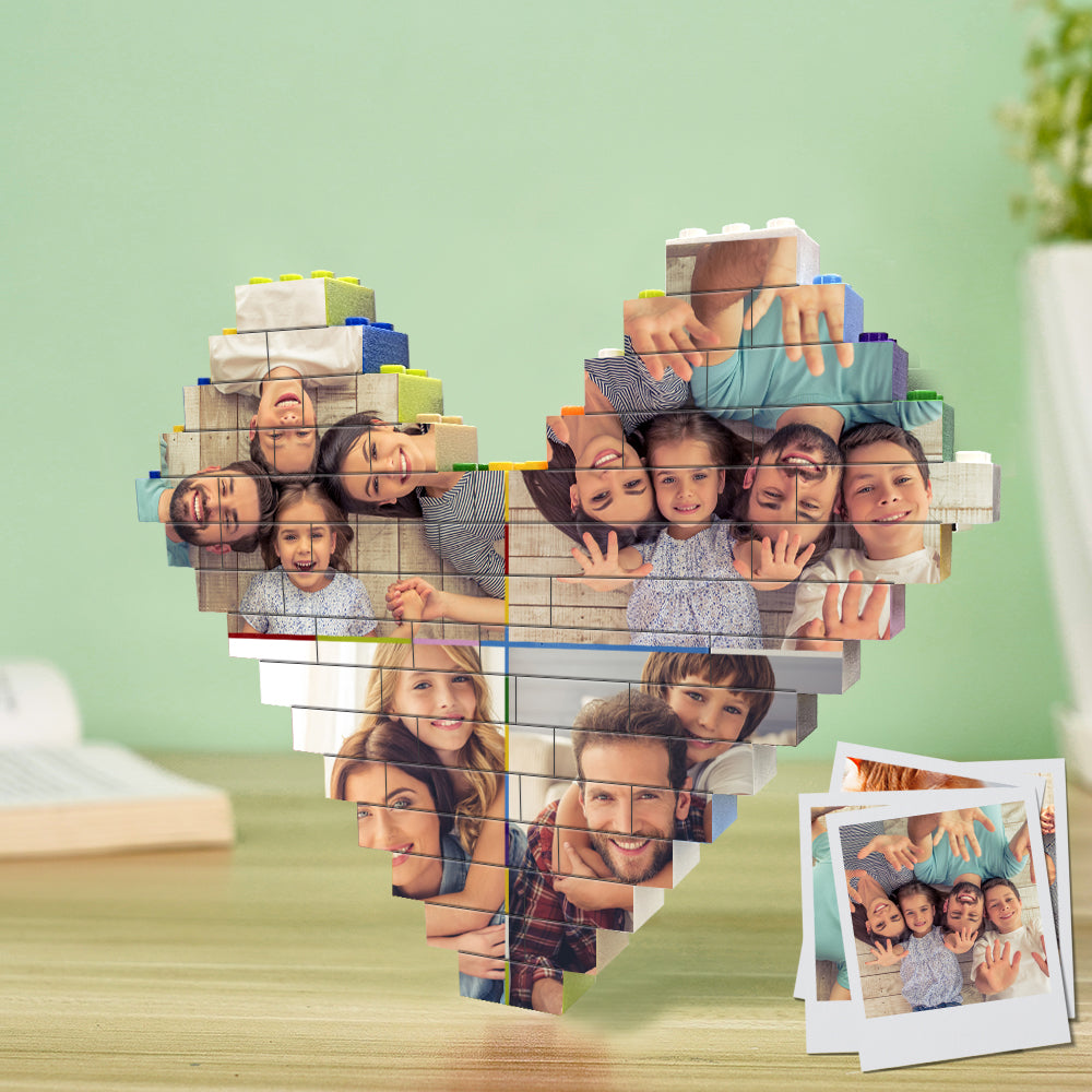 Personalised Colors Building Brick Custom Collage Photo Block Heart Shaped Brick Puzzles Gifts