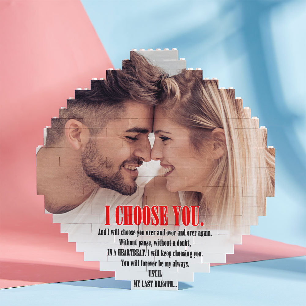 Custom Building Block Puzzle Round Photo Brick Frame I Choose You