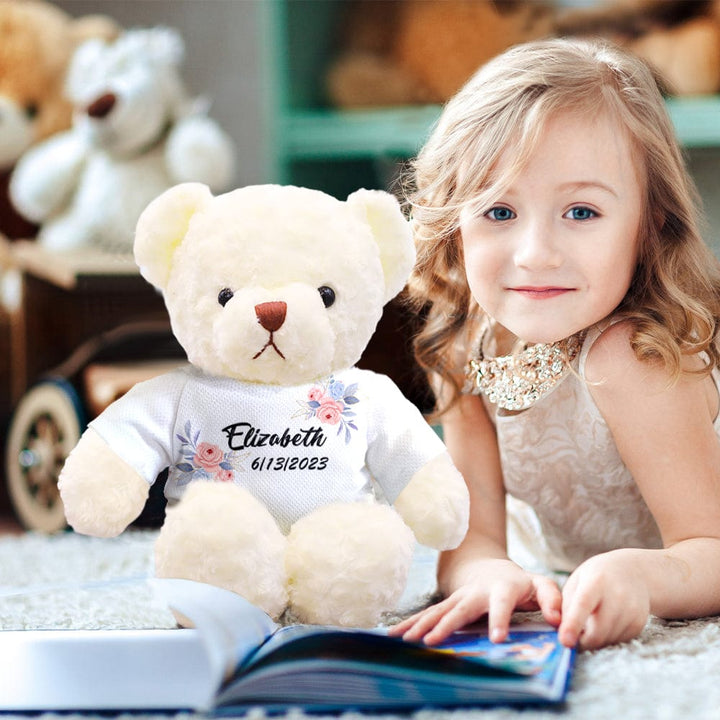 Custom Teddy Bear Doll Personalized Flowers Teddy Bear Plush Toys Birthday Gifts for Kids