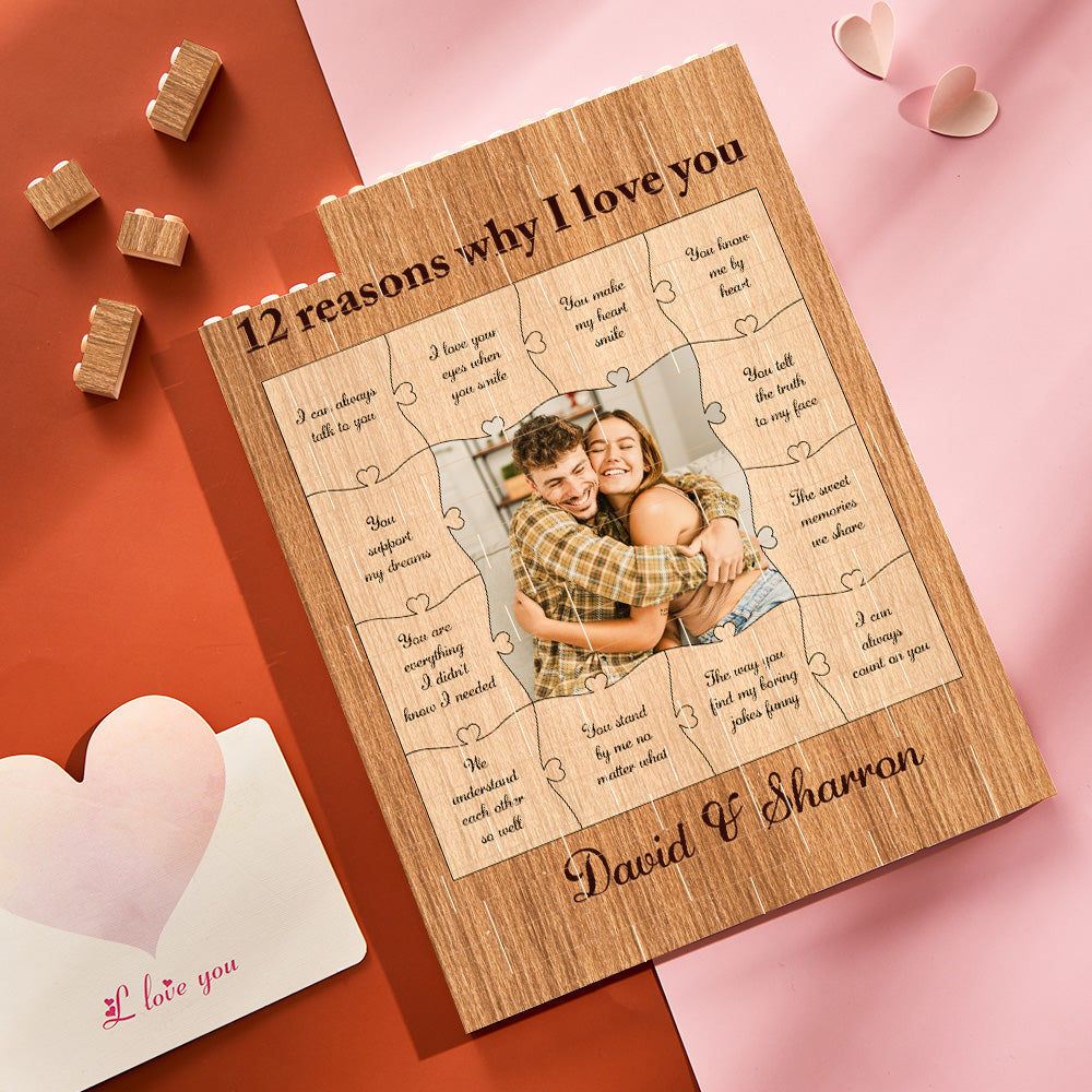 Custom Building Block Puzzle Vertical Building Photo Brick for Lover 12 Reasons Why I Love You