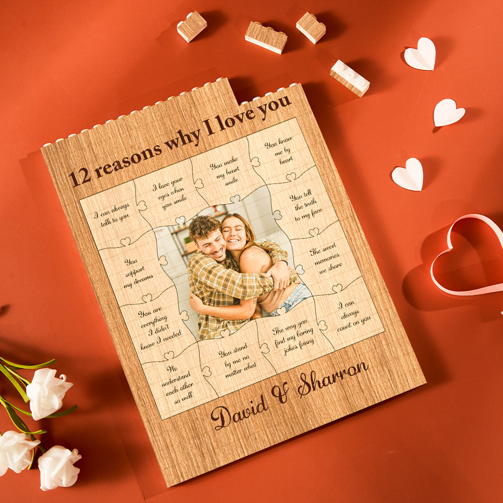 Custom Building Block Puzzle Vertical Building Photo Brick for Lover 12 Reasons Why I Love You