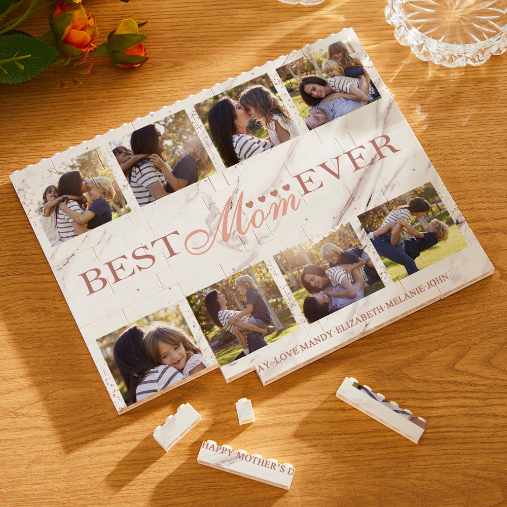 Custom Building Block Puzzle Horizontal Trio Photo Brick Best Mom Ever