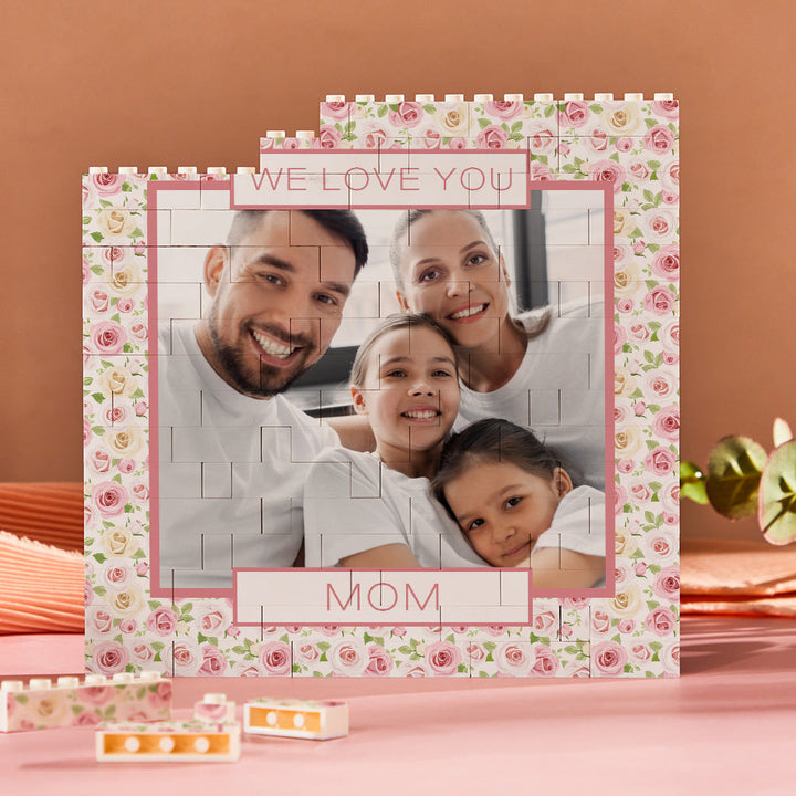 Custom Building Block Puzzle Square Photo Brick Mom We Love You Mother's Day Gift