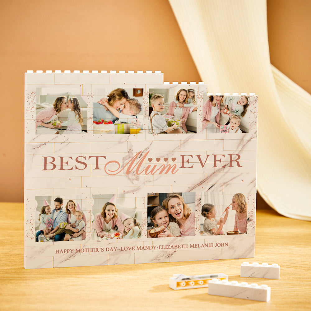 Custom Building Block Puzzle Horizontal Trio Photo Brick Best Mum Ever