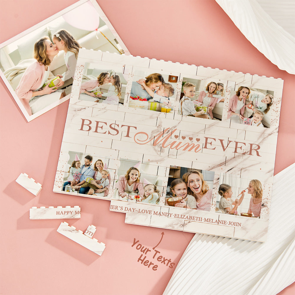 Custom Building Block Puzzle Horizontal Trio Photo Brick Best Mum Ever