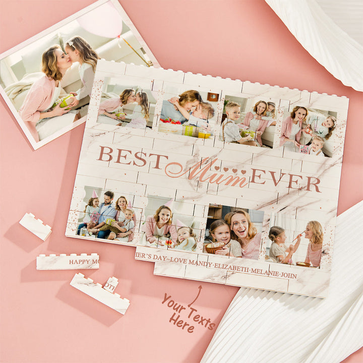 Custom Building Block Puzzle Horizontal Trio Photo Brick Best Mum Ever