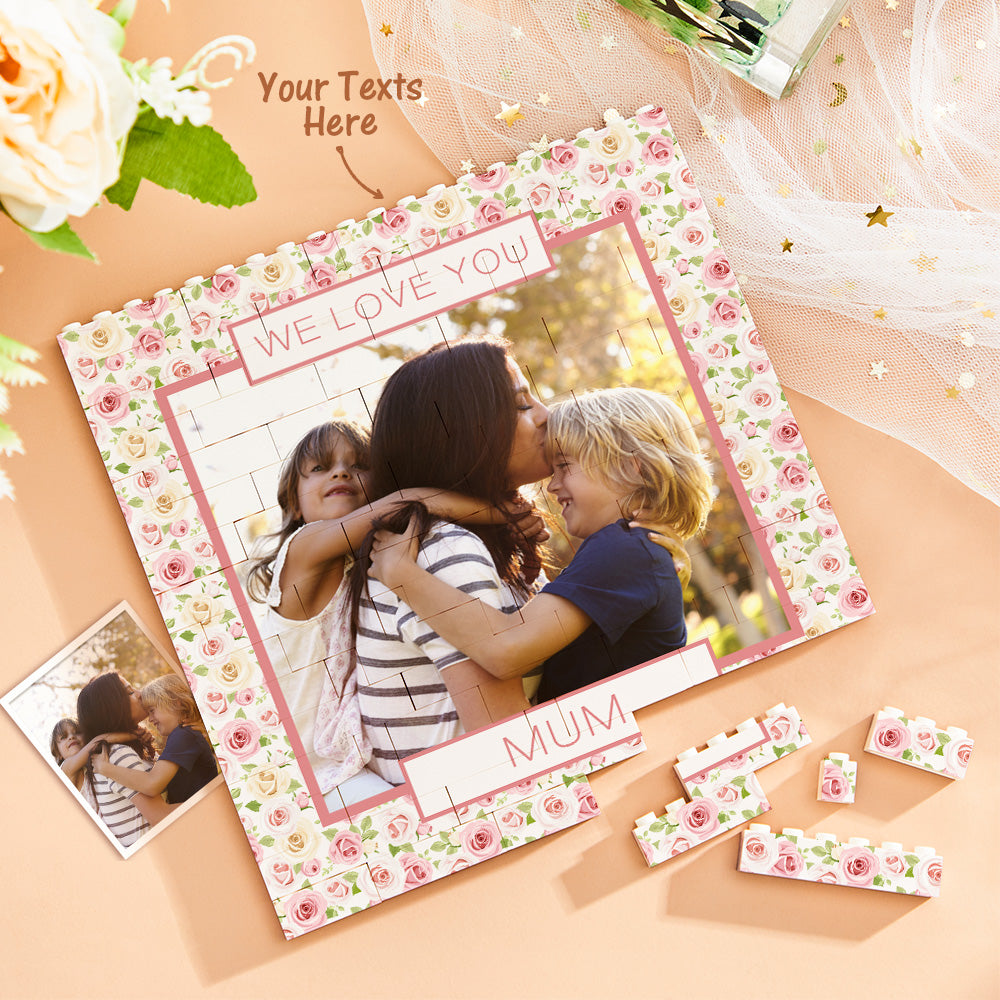 Custom Building Block Puzzle Square Photo Brick Mum We Love You Mather's Day Gift