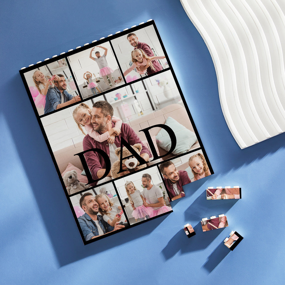 Custom Building Block Puzzle Vertical Building Photo Brick for Dad Happy Father's Day