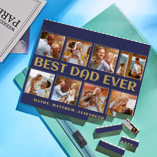 Custom Building Block Puzzle Horizontal Trio Photo Brick Best Dad Ever