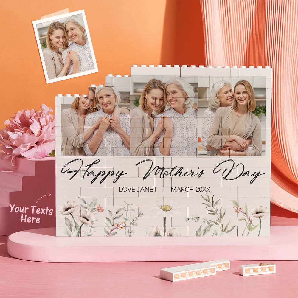 Personalized Horizontal Building Brick Custom Photo Block Happy Mother's Day