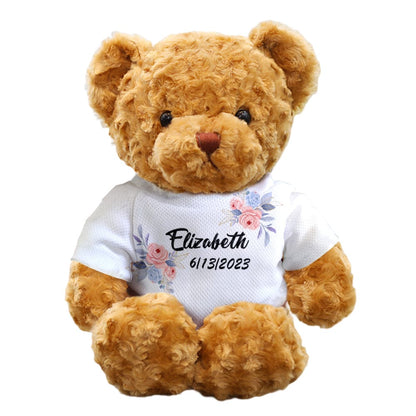 Custom Teddy Bear Doll Personalized Flowers Teddy Bear Plush Toys Birthday Gifts for Kids