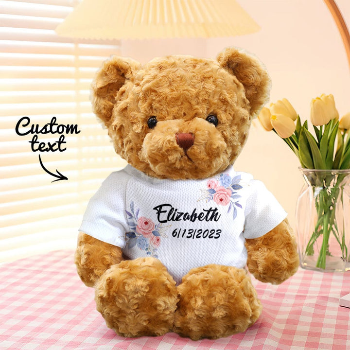 Custom Teddy Bear Doll Personalized Flowers Teddy Bear Plush Toys Birthday Gifts for Kids